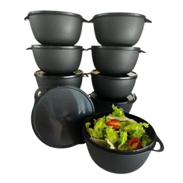 Imagem de Kit Potes Plástico 10 Unidades Bowl marmita - casa bella, Preto