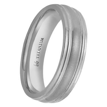 Imagem de Boston Bay Diamonds Aliança de casamento masculina unissex de titânio prata com ajuste confortável - 6 mm e 7 mm - Escolha de estilo, Metal, Sem pedra preciosa