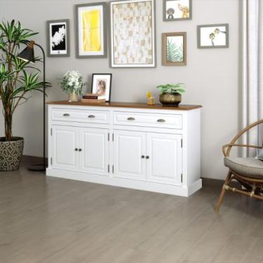 Imagem de Balcão Buffet Aparador 4 Portas 2 Gavetas Branco Farm House - Belle Ho