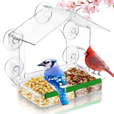 Imagem de Alimentador de pássaros para janelas HCGADON Clear com 5 ventosas e bandeja