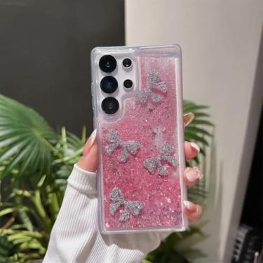 Imagem de Capa para Samsung A56 com estampa de laço de areia movediça e diamante brilhante (para Samsung A56/rosa)