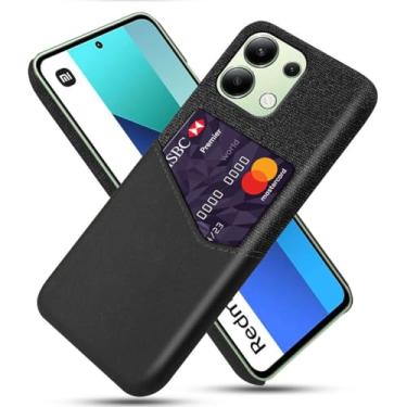 Imagem de Capa para Xiaomi Redmi Note 13 4G,Tela e tampa de couro PU,Antideslizante,360°cobertura completa à prova de choque com 1 slot de cartão atrás,Prevenção de queda-Black