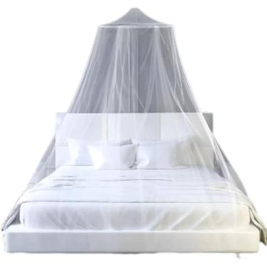 Imagem de Mosquiteiro Cortinado Renda Filó Serve Para Cama Casal e Queen-Adequado para quartos e acampamentos ao ar livre(Branco)