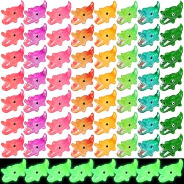 Imagem de Soulchen 80 peças mini animais de crocodilo luminosos mini animais de resina pequenas estátuas de crocodilo para jardins de fadas, casa de bonecas, decoração de carro, lembrancinhas de festa de