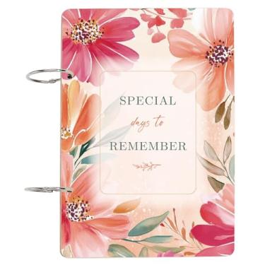 Imagem de CRASPIRE Fichário de lembrança de cartão de felicitações de madeira natural primavera flor padrão floral memória álbum de fotos capa organizador com fivelas de metal encadernação para coleção de