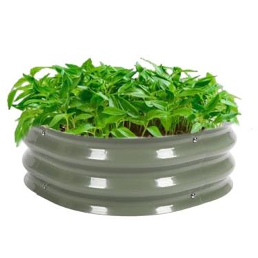 Imagem de Cffuvros Cama de Jardim Elevada, Caixa de Plantadeira 60X60x20cm, Fundo Aberto, Kit de Cama de Jardim de Metal Modular para a Villa de Jardim de Rua da Escola Em Casa (Verde claro)