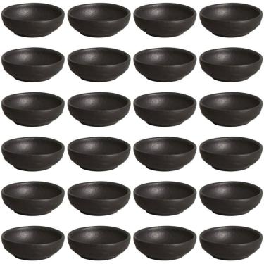 Imagem de Kit 24 Ramequins 70ml Cerâmica Orgânico Preto Matte Restaurante Porto Brasil