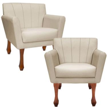 Imagem de Kit Poltronas Decorativa Clinicas Iza Retro Dritex sintetico Bege