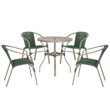 Imagem de 04 Cadeiras Floripa E Mesa Roma 100cm Fendi Trama Verde