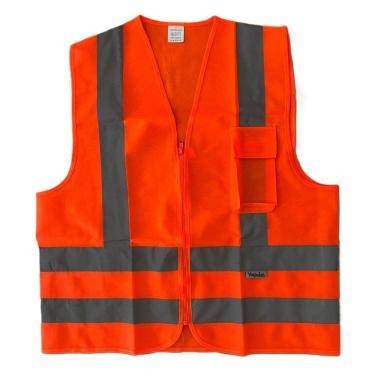 Imagem de Colete Refletivo Laranja EPI Motorista com Ziper e Bolso - XG