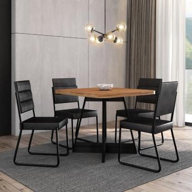 Imagem de Conjunto Sala de Jantar 4 Cadeiras Charlotte Carraro Nogal Preto