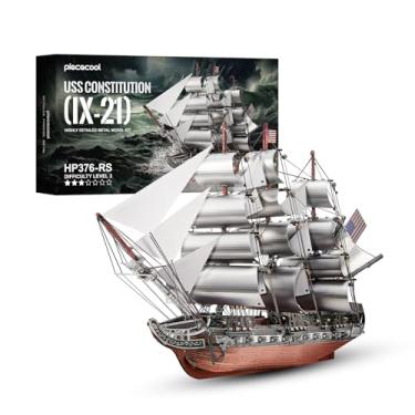 Imagem de Piececool Quebra-Cabeças De Metal 3D, Modelos Barcos À Vela Uss Constitution Para Adultos, Fragata, Navio Guerra, Veleiro, Kits Construção Navios, Artesanato, Ideias Criativas Presentes Aniversário