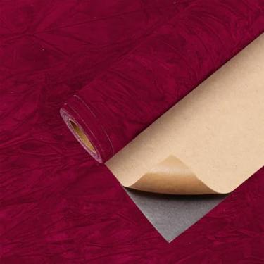 Imagem de Forro de papel autoadesivo de veludo para joias, gavetas, artesanato, tecido, descascar e colar, forro de veludo macio para gaveta faça você mesmo (43 x 192 cm, vermelho