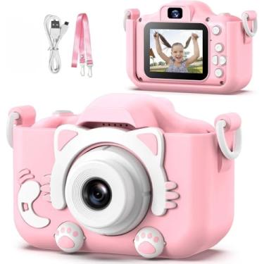Imagem de Câmera Digital Infantil Portátil – Recarregável, Com Tela LCD, Jogos e Vídeo HD – Presente Criativo para Crianças de 4 a 12 Anos – Antichoque, Fácil de Usar (Rosa)