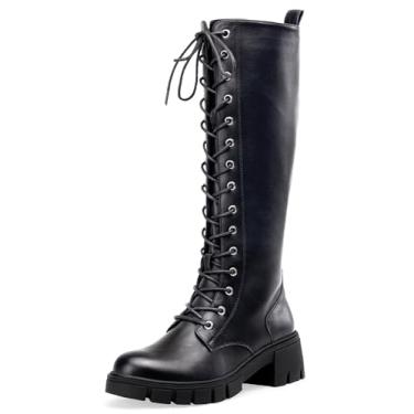 Imagem de Jeossy 9603 feminino | Botas de cano alto | Botas de salto grosso plataforma para mulheres, Platform-9603-blackpu, 41