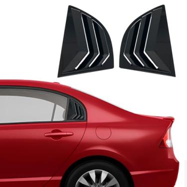 Imagem de XYHGM Persianas Para Janelas, Acabamentos Laterais Traseiros, Acessórios Externos, 2 Peças (Preto Brilhante) Honda Civic 8ª Geração 2006, 2007, 2008, 2009, 2010 E 2011