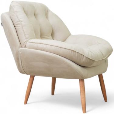 Imagem de Poltrona Conflex Decorativa Celine confortável almofadada Capuccino pés de palito madeira maciça