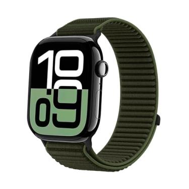 Imagem de Pulseira esportiva de nylon compatível com Apple Watch SE 2/SE/ séries 10 9, 8, 7, 6, 5, 4, 3, 2 e 1 de 38 mm, 40 mm, 40 mm, 41 mm, 44 mm, 45 mm e 46 mm, para mulheres e homens (verde abeto, 38/40/41