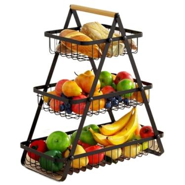 Imagem de Fruteira De Mesa Organizador De Frutas Cesto Metal Aramado Multiuso Frutas Legumes Luxo Premium 2 - 3 Andares(3 andares YY094)