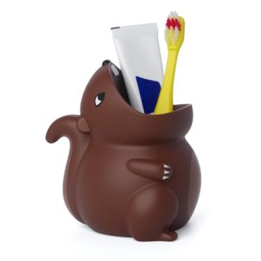 Imagem de Organizador de escova de dentes infantil – Suporte de escova de dentes de animal de silicone durável – Suporte de escova de dentes e pasta de dente fácil de limpar – Suportes de escova de dentes para