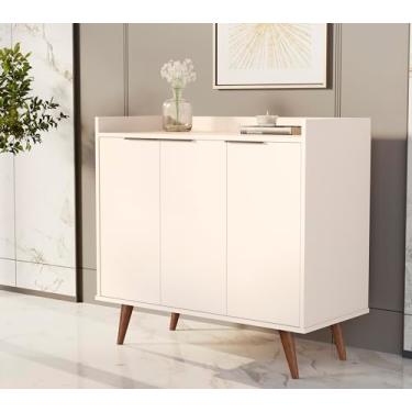 Imagem de Aparador Balcão Buffet 4112 Pés Palito Retro 3 Portas Adega Cantinho do Café - Loja Inova BR (Perola)