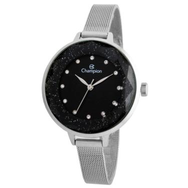 Imagem de Relógio CHAMPION feminino analógico prata preto CF24322T