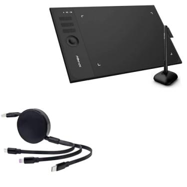 Imagem de BoxWave Cabo compatível com XP-Pen Star 06C - AllCharge PD miniSync (100W), cabo USB portátil retrátil de alta velocidade - Preto
