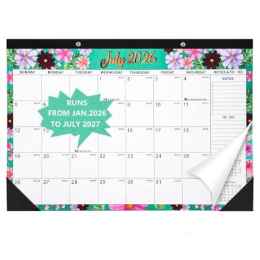 Imagem de Hawflu Calendário de mesa grande mensal 2026 calendário de parede 43 x 30 cm agenda de mesa com lista de tarefas para professores, escritório, casa, escola, com capa transparente (1 de janeiro a 31 de