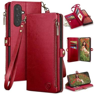 Imagem de XcaseBar Capa carteira compatível com Samsung Galaxy A56 com zíper para cartão de crédito 【bloqueio RFID】, capa flip fólio de couro PU à prova de choque feminina masculina para Samsung A56 capa