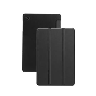 Imagem de Capa para tablet T-Mobile REVVL Tab 2 de 10,1 polegadas, capa de textura de couro resistente FJIASTB arranhões com suporte de três dobras, despertar/hibernar automaticamente (preto)