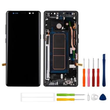 Imagem de Swark Super AMOLED Display compatível com Samsung Galaxy Note 8 N950A N950F LCD Touch Screen Digitizer Montagem com moldura (preto) + ferramentas