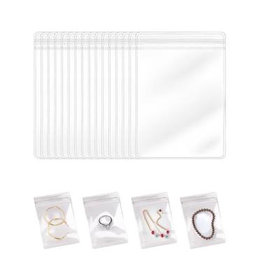Imagem de TINGSING Pequenos sacos de plástico para joias, 200 peças, sacos de joias transparentes de pvc antimanchas, pulseira transparente, bolsa de armazenamento de brincos, embalagem de joias para viagens