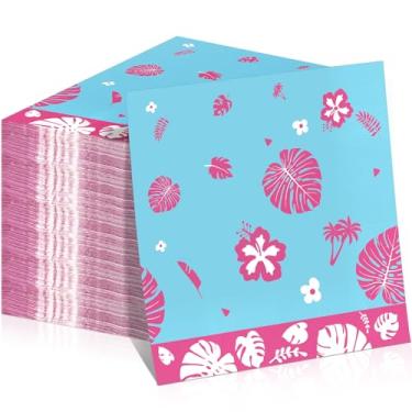 Imagem de MotiMind 100 guardanapos de festa quadrados Havaí 33 cm x 33 cm guardanapos de papel temáticos tropicais para verão luau aniversário jantar piquenique churrasco piscina festa praia evento feriado