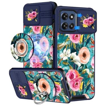 Imagem de Buleens Capa para Moto G Stylus 2025 - Design bonito com suporte de anel e capa de câmera feminina estética feminina kawaii lago azul flor capa de telefone para Moto G Stylus 5G 2025 capa compatível