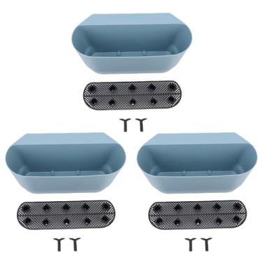 Imagem de Yosoo 3pcs Pendurados Em Vasos de Flores Com Orifícios de Drenagem, Suporte para Plantador de Grade para Varanda, Janela, Estilo de País, Adequado para Railing de Vasos de Flores (BLUE)