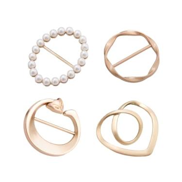 Imagem de GKDFK 4 peças de anéis de cachecol redondos clipes em massa moda fivelas circulares para roupas femininas camiseta clipes de amarrar grampos broche botão acessórios (atemporal)