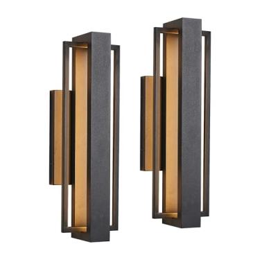 Imagem de Tarentlight Pacote com 2 lâmpadas de parede LED reguláveis, 110 V, CRI 90+, IP65 à prova d'água, 10%-100% regulável para uso externo comercial, luz de varanda moderna elegante de 38 cm para pátio