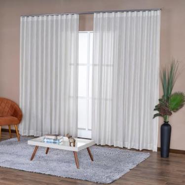 Imagem de Cortina Voil Flamê Gaze De Linho 4,00m X 2,50m Trilho Suiço De Luxo (Avelã)