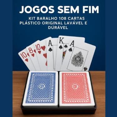 Imagem de Kit Baralho 108 Cartas Plástico Original Lavável e Durável para Jogos 