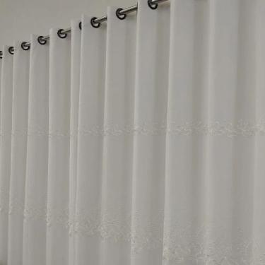 Imagem de Cortina Para varão Voil Bordado Com forro Microfibra 4,00x2,70 Alto Pa
