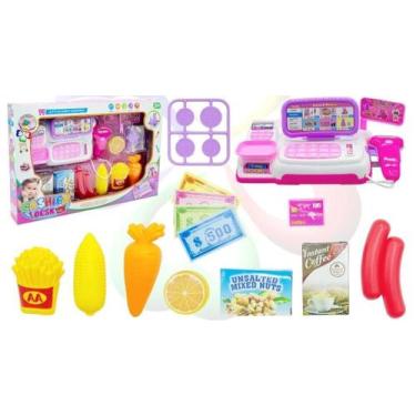 Imagem de Brinquedo Kit Caixa Registradora Rosa  Brincar Casinha - TOYS