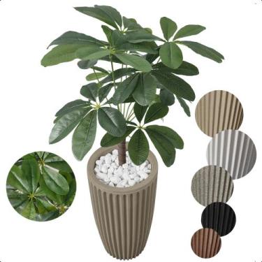 Imagem de Cheflera Artificial Variegata Verde Grande Vaso Decoração - Flor de Me