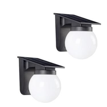 Imagem de uwiner Luzes solares de parede externas, pacote com 2, 3 modos de iluminação, IP65 à prova d'água, luzes LED alimentadas por energia solar sem fio para quintal, jardim, cerca, pátio, porta da frente