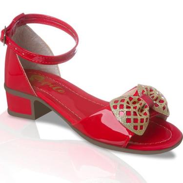 Imagem de Sandália Infantil Feminina Juvenil De Saltinho Baixo Salto Quadrado El