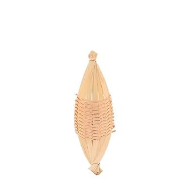 Imagem de Cesta de bambu tecida à mão, organizador criativo para decoração de casa, barco amarelo, barco de amendoim, barco verde(Yellow Boat Smal)