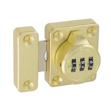 Imagem de Risbay Trava de porta de senha, trava deslizante, trava de ferrolho rotativo com senha dupla de liga de zinco com combinação para armário, porta de celeiro, banheiro, ao ar livre, armário, cerca (ouro