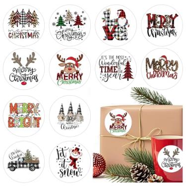 Imagem de Adesivos de Natal para cartões, artesanato, envelopes, selos, elegantes, grandes, 7,6 cm, redondo, padrões natalinos, adesivos de cartão para envelopes, presentes de Natal, bolsa (let60)