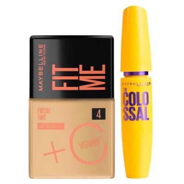 Imagem de Maybelline Kit - Base Líquida Fit Me Fresh Tint FPS50 COR 04 + Máscara