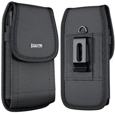 Imagem de PiTau Coldre de cinto para iPhone 16 16e 16Pro 15 Pro 14 13 12 11 Xs X XR, Samsung Galaxy S25 S24 S23 S22 S21, capa de celular de nylon com clipe, capa de suporte de bolsa, capa protetora, preta