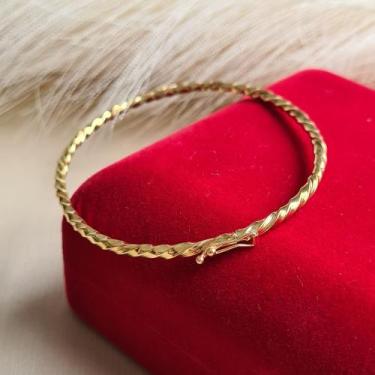 Imagem de Bracelete Boleado Fio Torcido 3mm 19cm Ouro 18k GARDENIA JOIAS